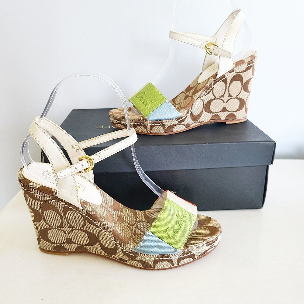 Coach anamaria fabric wedge sandals